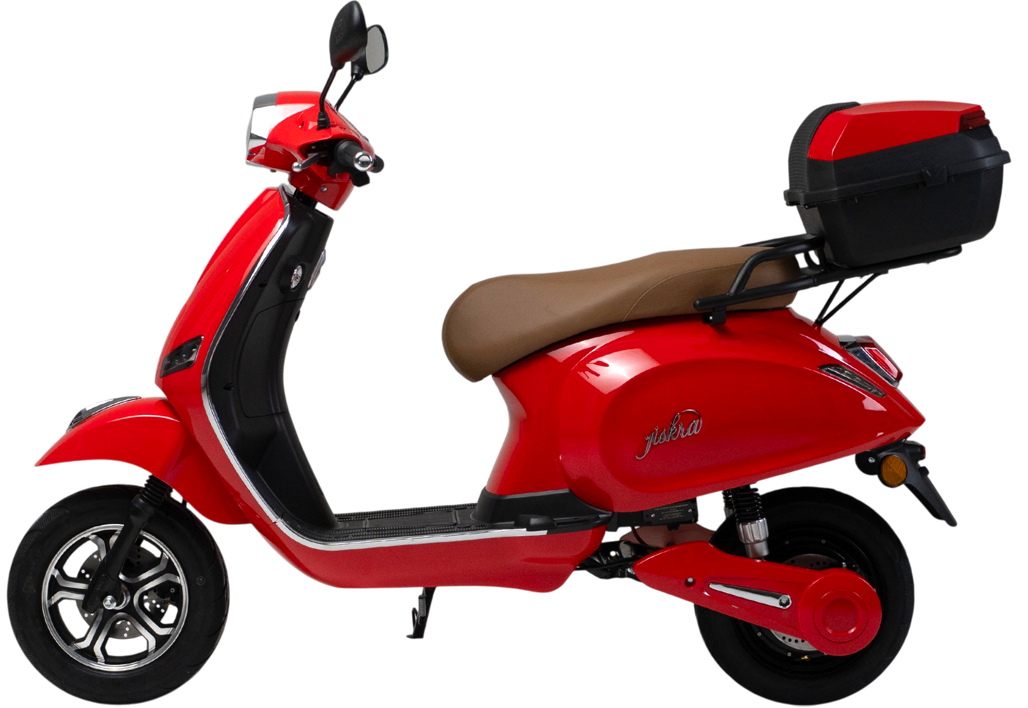 color:red | Jiskra červený elektroskútr - stylový elektromobil 45 km/h
